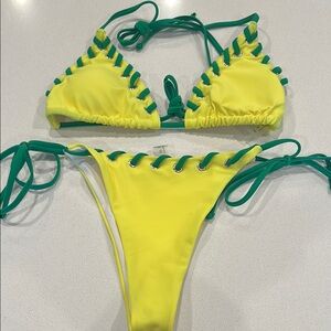 Vibrant Yellow and Green Bikini Set